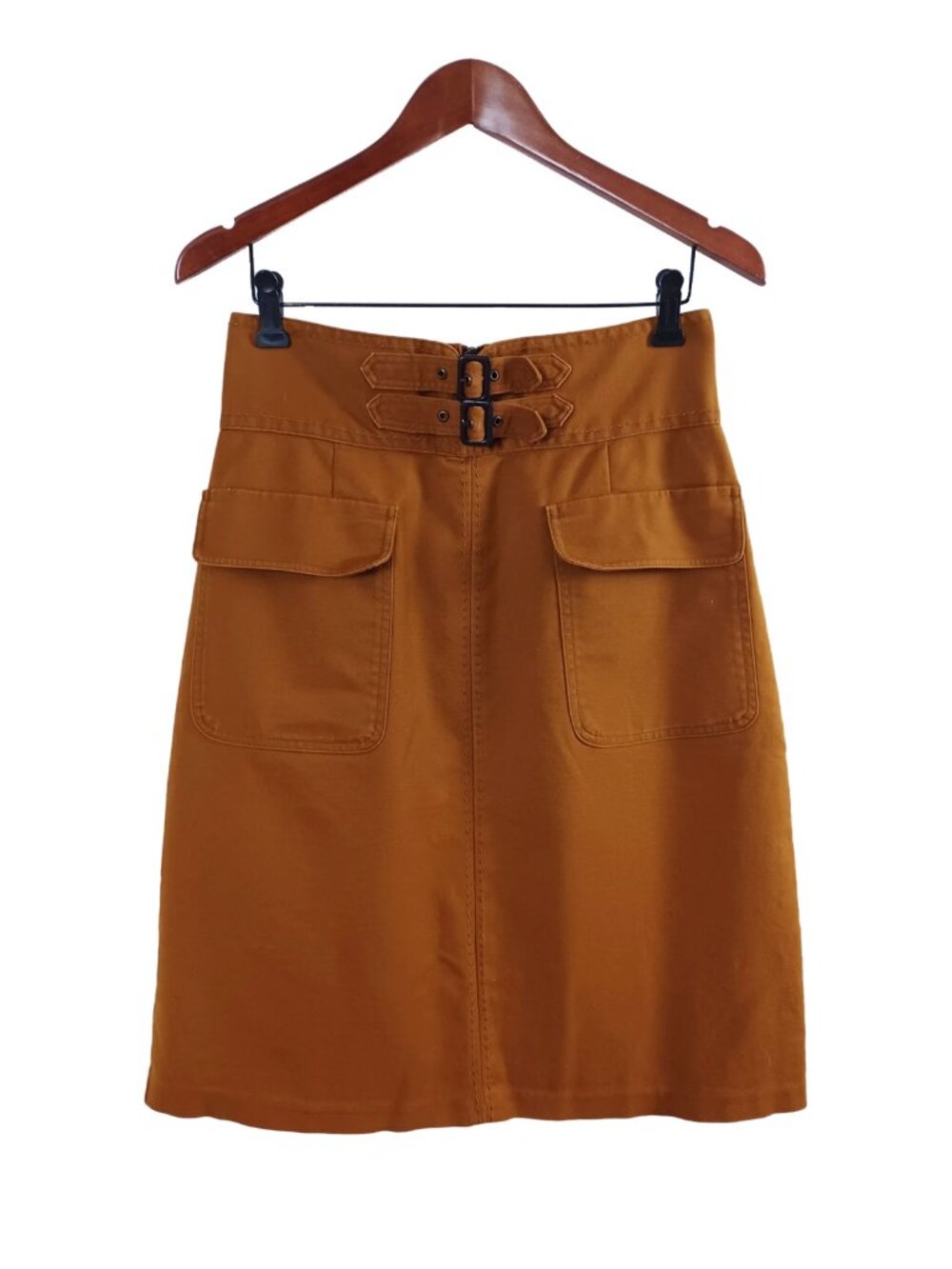 Worthington High Waist Buckle Front Pencil Midi Skirt Size 10